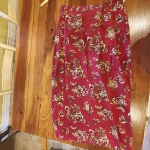 Red Floral Print Maxi Skirt